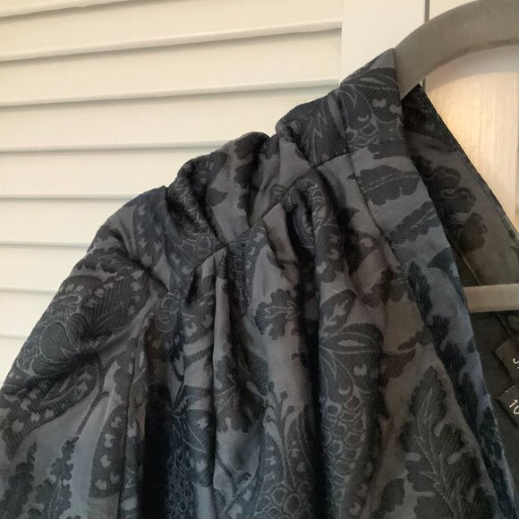 Jill Stuart dress Agathe one shoulder 10 black brocade damask silk black grey - Picture 7 of 12